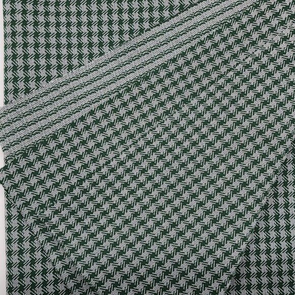 1960s 70s Polyester Fabric Gingham Green White 62" Wide 1 YD 12" VTG - Picture 6 of 7